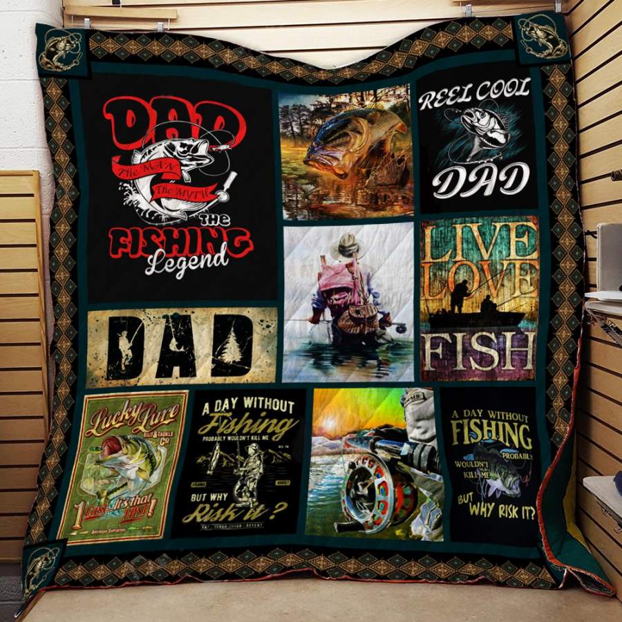 Wozoro Quilt Blanket Fishing Dad Fishing Legend Live Love Fish Twin Queen King Size