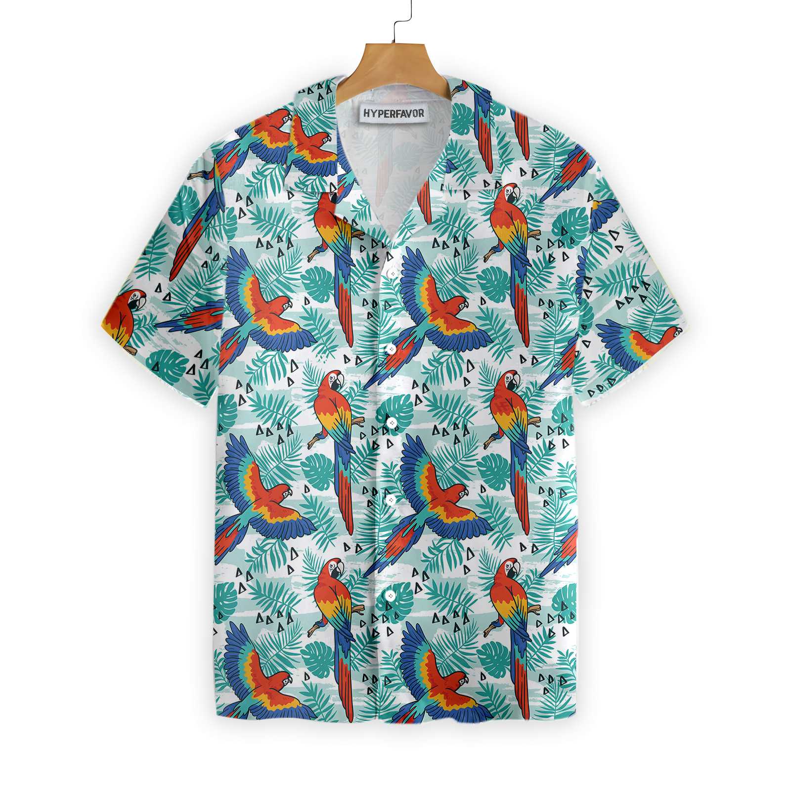 Watercolor Parrot Palm Leaves Hawaii Shirt Ha41540