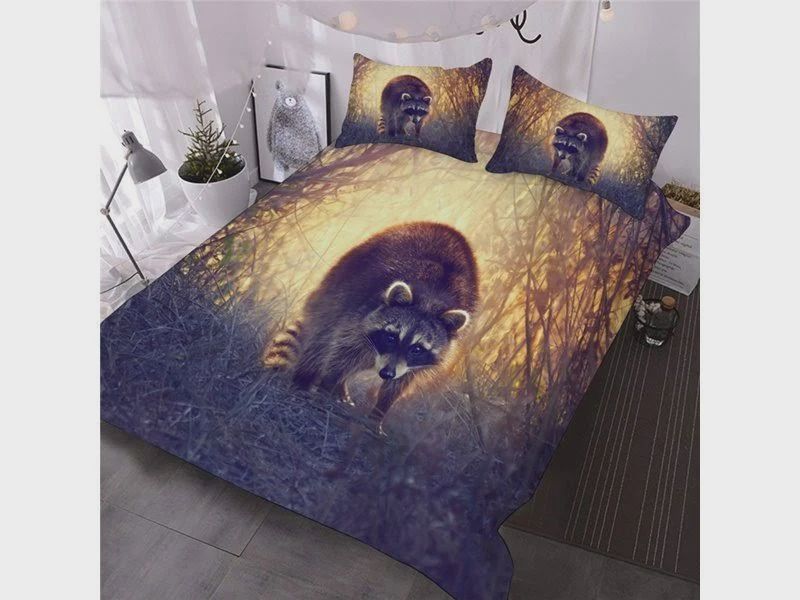 Adorable Raccoon Jungle Printed 3D Animal Bedding Set