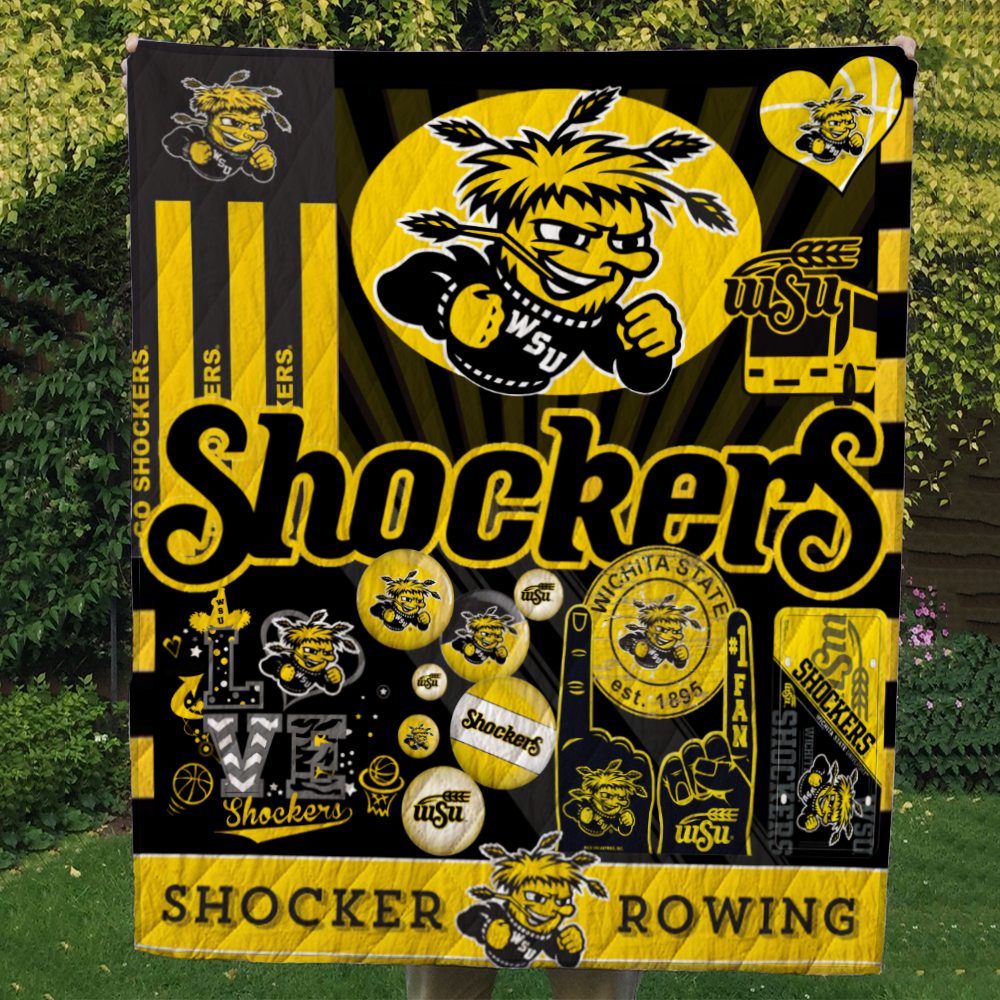 Wichita State Shockers Wild Quilt & Fleece Blanket – Gift For Christmas