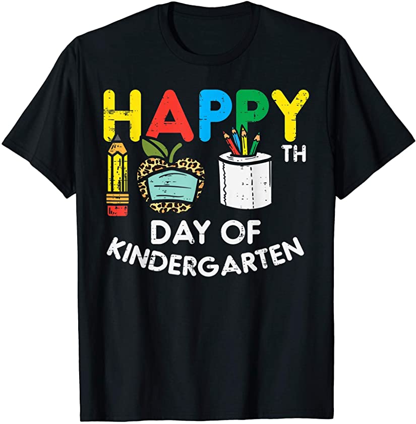 100th Day Kindergarten Leopard Apple Mask Quarantine Gift T-Shirt