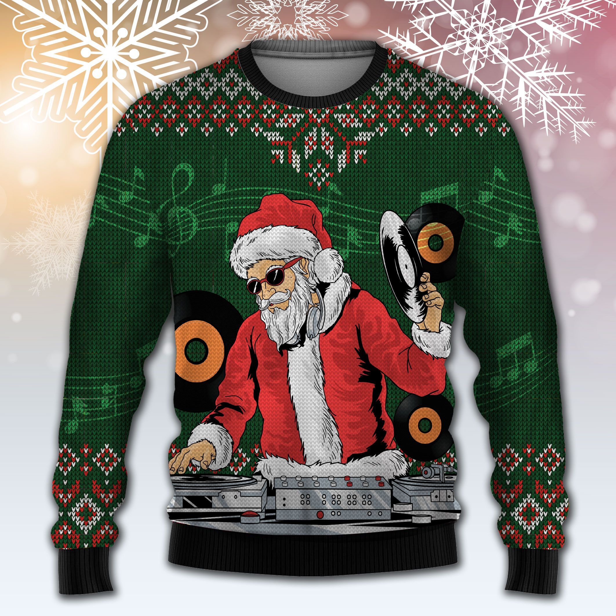 Satan Claus Dj Christmas Ugly Sweater