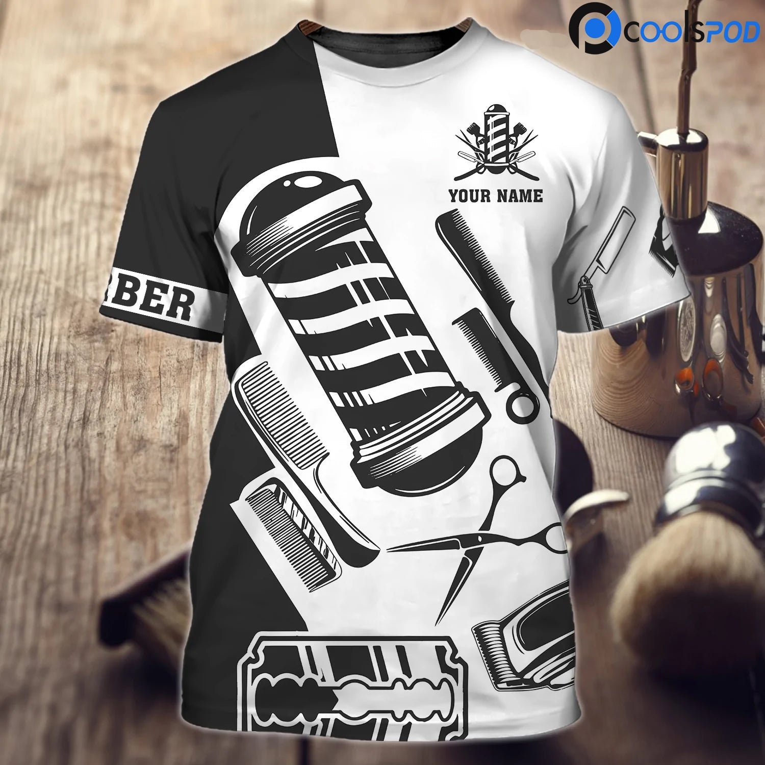 Personalized 3D All Over Print Barber Shirt Men, Barber Shop Tshirt Uniform, Barber Clothing