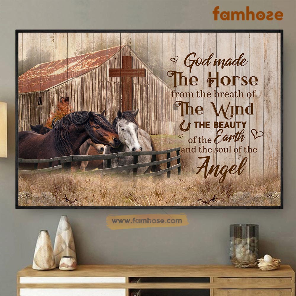 Horse Poster & Canvas, God Made The Horse From The Breath Of The Wind, Horse Canvas Wall Art, Poster Gift For Horse Lovers