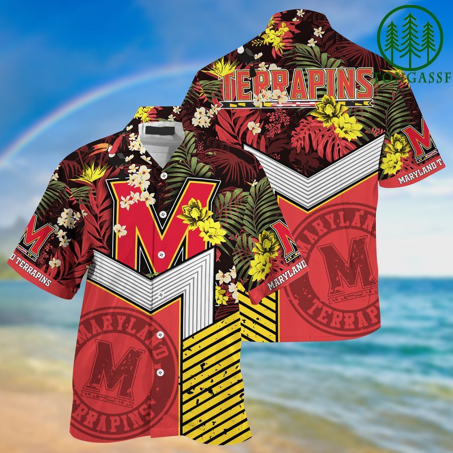 NCCA Maryland Terrapins Red Yellow Trendy Hawaiian Shirt V2 Aloha Shirt