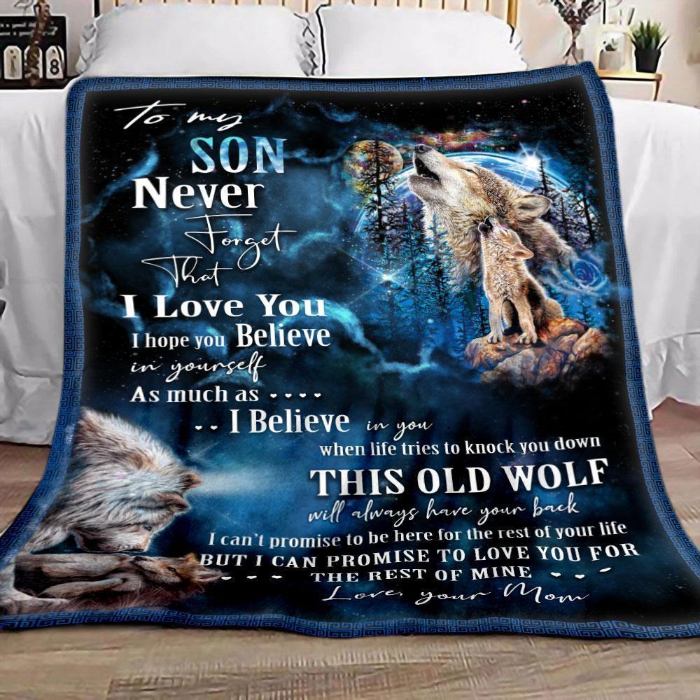 This Old Wolf Will Always Have Your Back   – Gift For Son Home Decor Gift For Family – Sherpa Blanket Fleece Blanketx