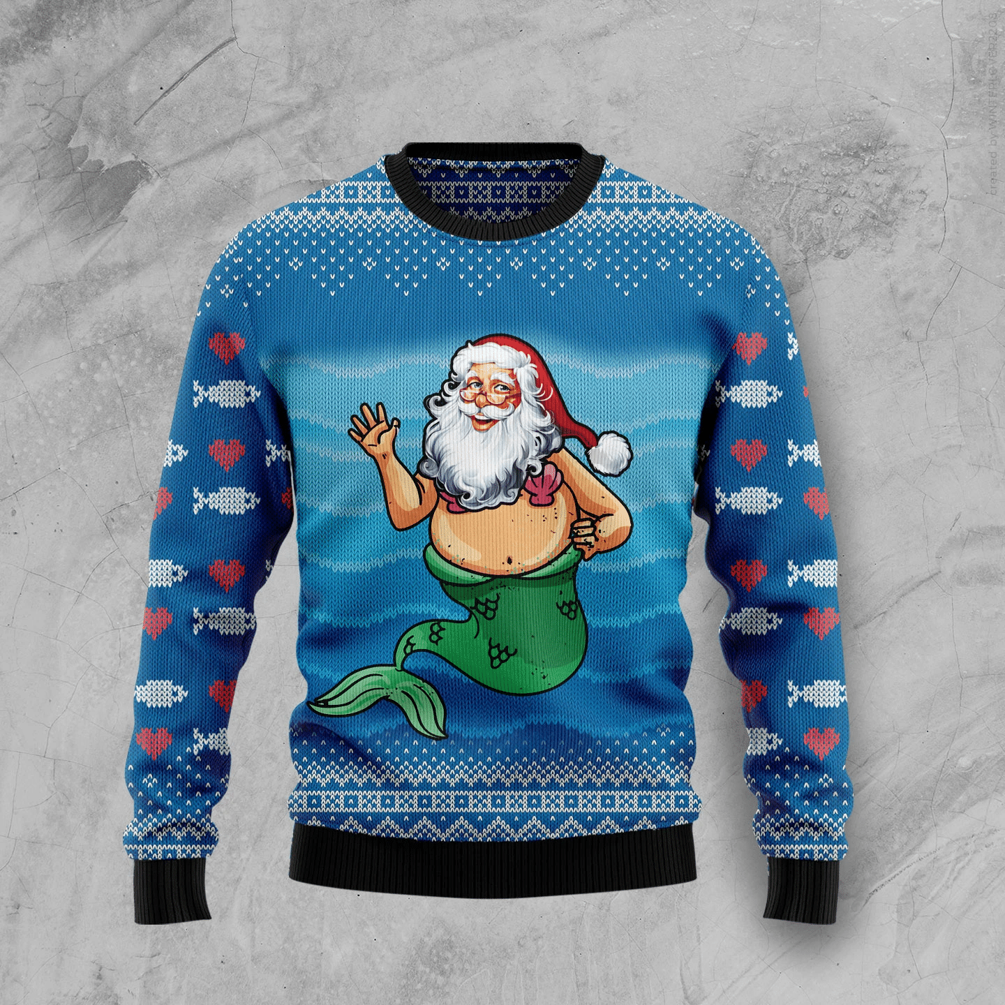 Satan Claus Mermaid Christmas Ugly Sweater