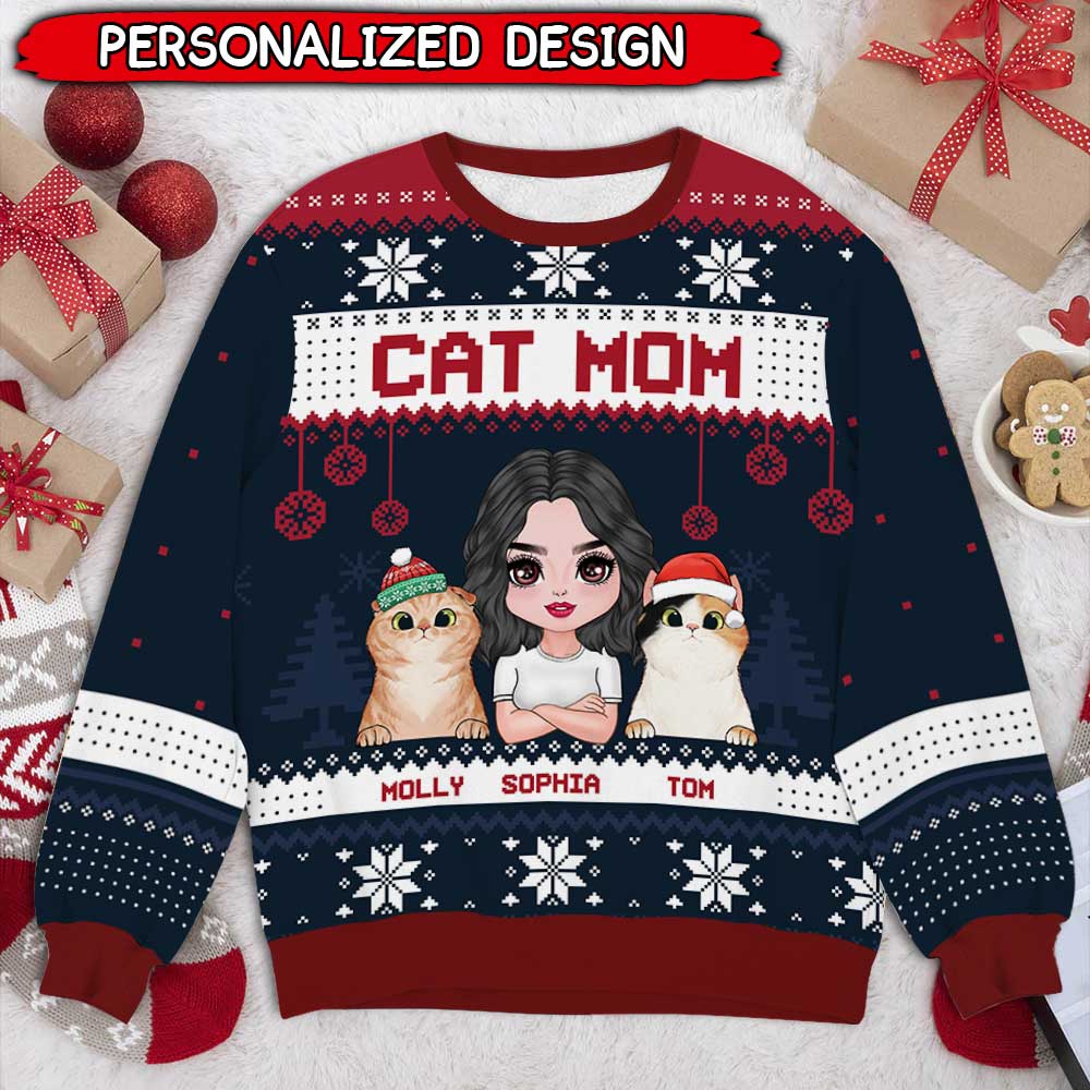 Christmas Cute Kitten Cat Mom Fur Mama Personalized Sweater Nvl11Oct22Tp1