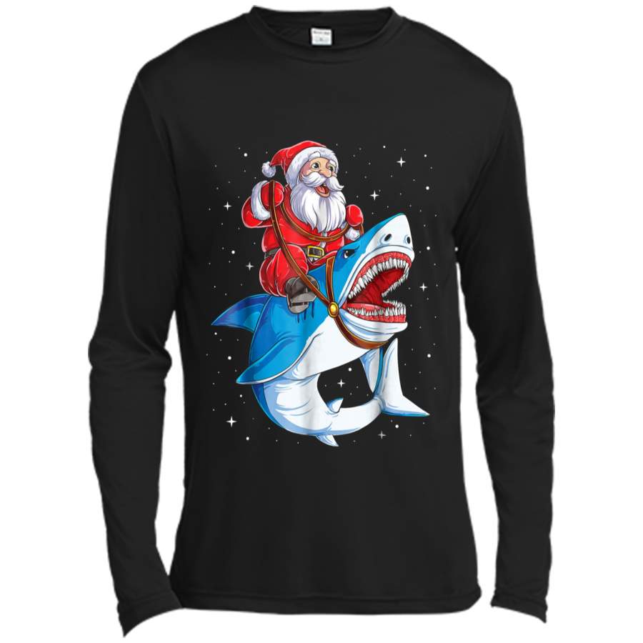 Shark Christmas  Boys Santa Shark Kids Sharkmas Xmas Long Sleeve Moisture Absorbing Shirt