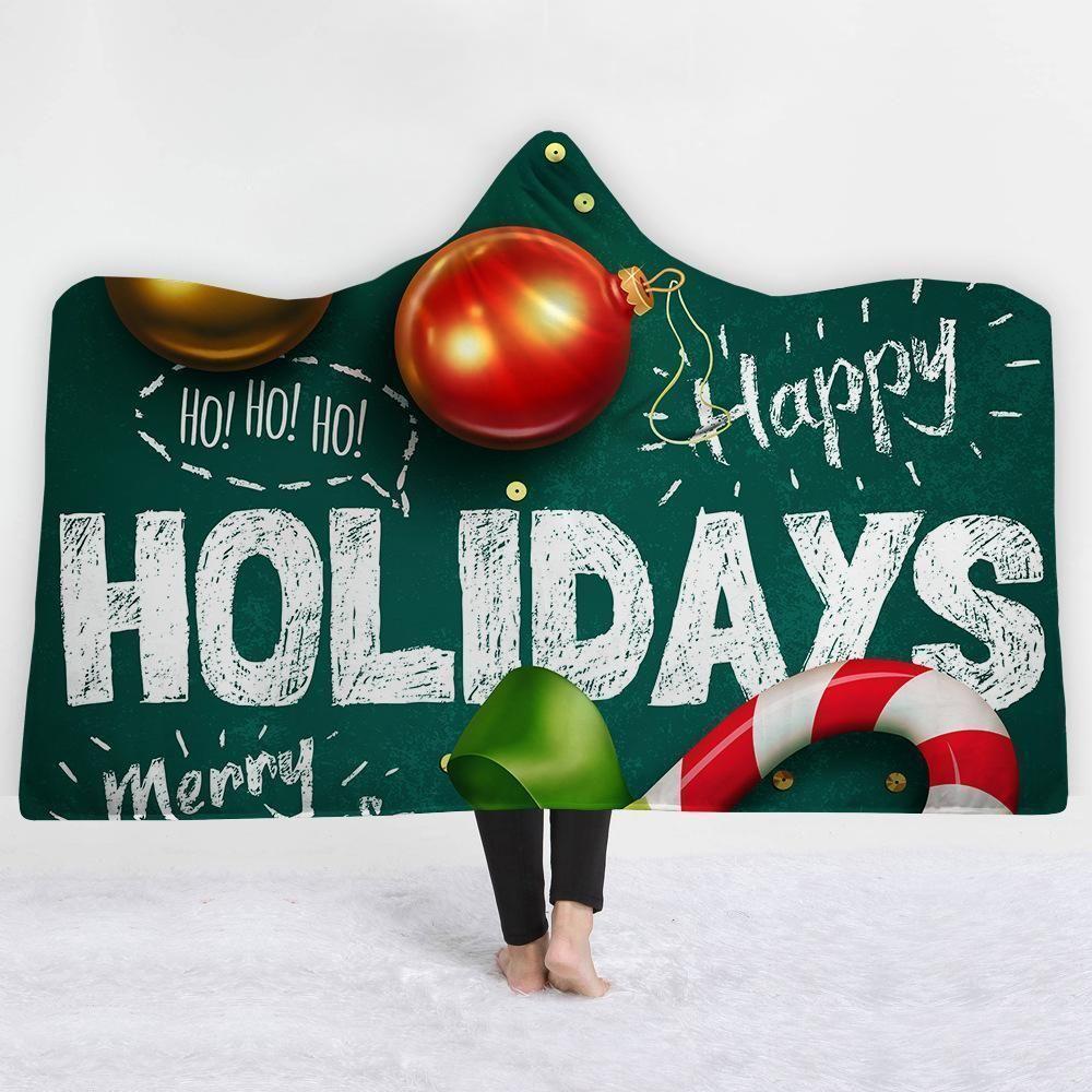 X-Mas Happy Holiday Hooded Blanket Christmas Decoration Ideas