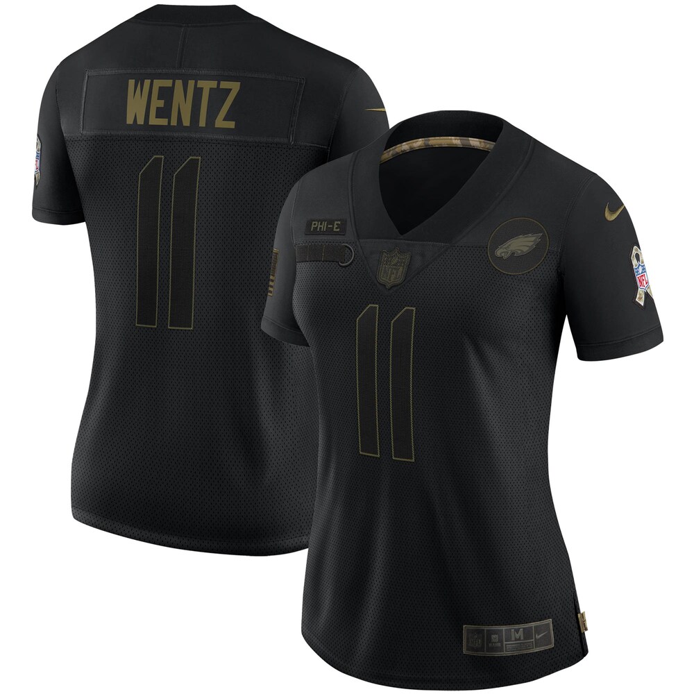 Carson Wentz Philadelphia Eagles Womens 2020 Salute To Service Limited Jersey – Black