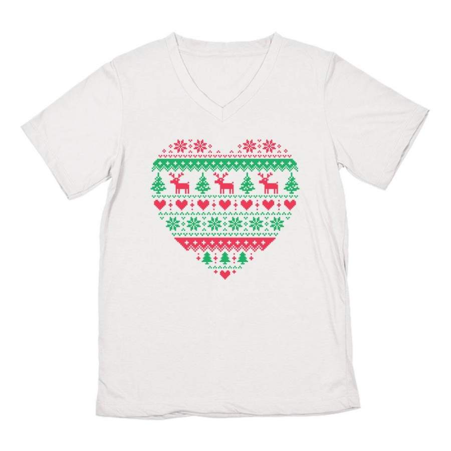 Xmas Party – Heart Shaped Ugly Christmas Sweater V-Neck T-Shirt