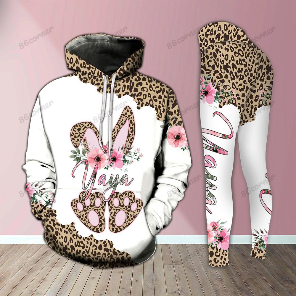 Yaya Bunny Leopard Legging And Hoodie Set