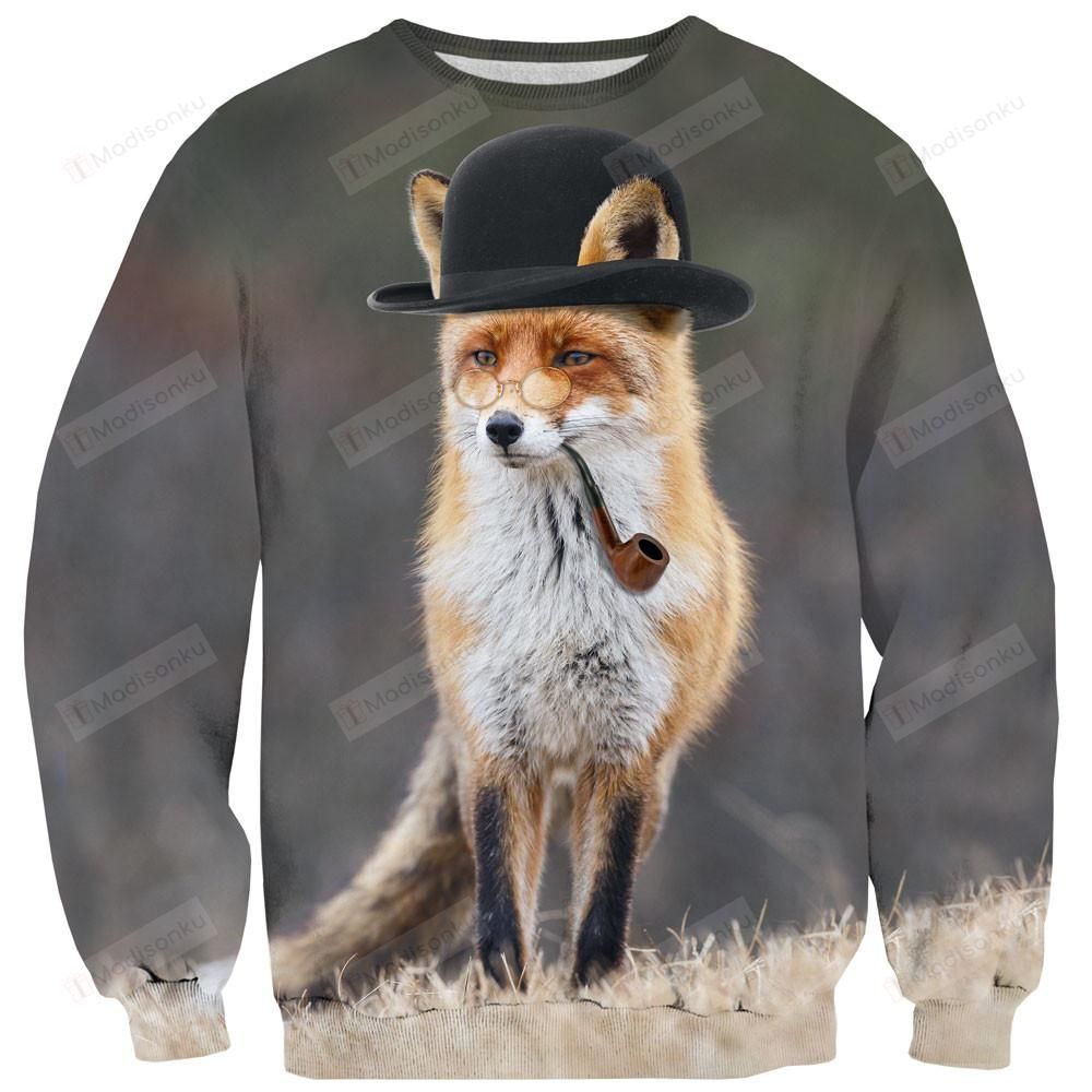 Dapper Fox Ugly Christmas Sweater, All Over Print Sweatshirt