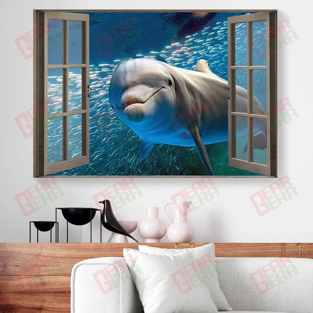 Canvas Prints Window View Dolphin Horizontal Canvas