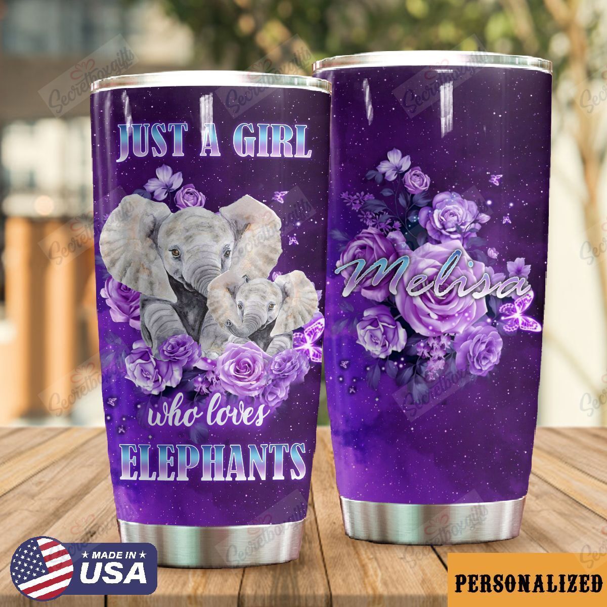 Personalized Elephant Ld0310388Cl Stainless Steel Tumbler Travel Customize Name, Text, Number, Image