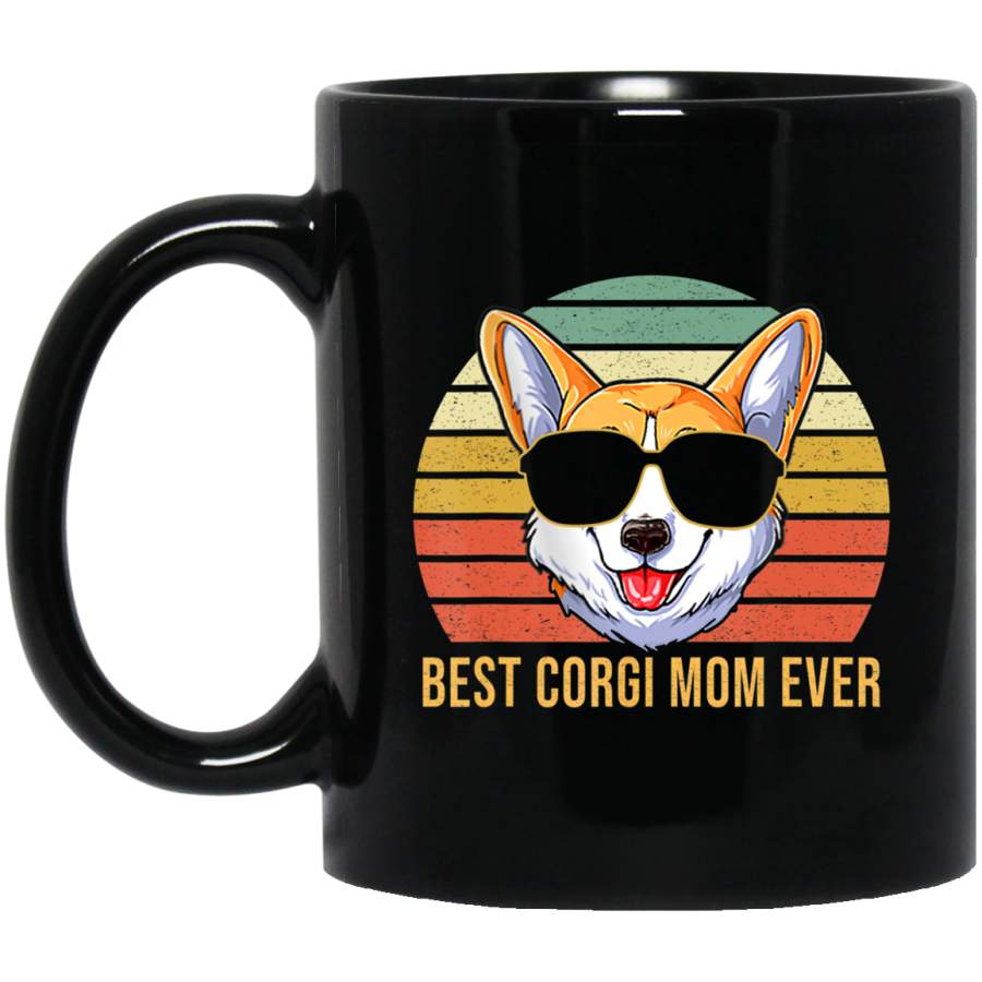 Vintage Gift Best Corgi Mom Ever Mothers Day Black Mug Pet Owner, Dog Dad Mom Lover, Best Friends Gifts Funny Sayings Slogan Cute