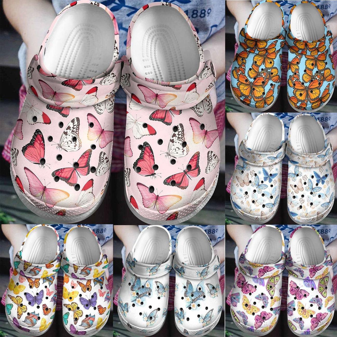 Butterfly Personalize Clog, Custom Name, Text, Fashion Style For Women, Men, Kid, Print 3D Butterfly Collection