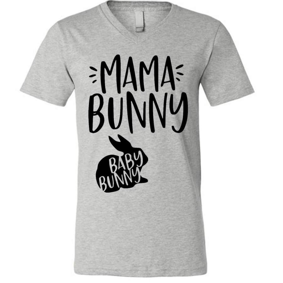 Mama Bunny Baby Bunny (w) – Canvas Unisex V-Neck Shirt