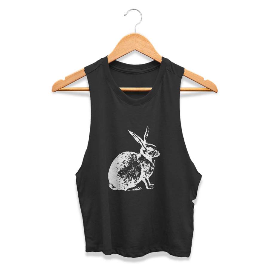 Rabbit Graphic Sister Gift CPY Womans Crop Tanktop Tee