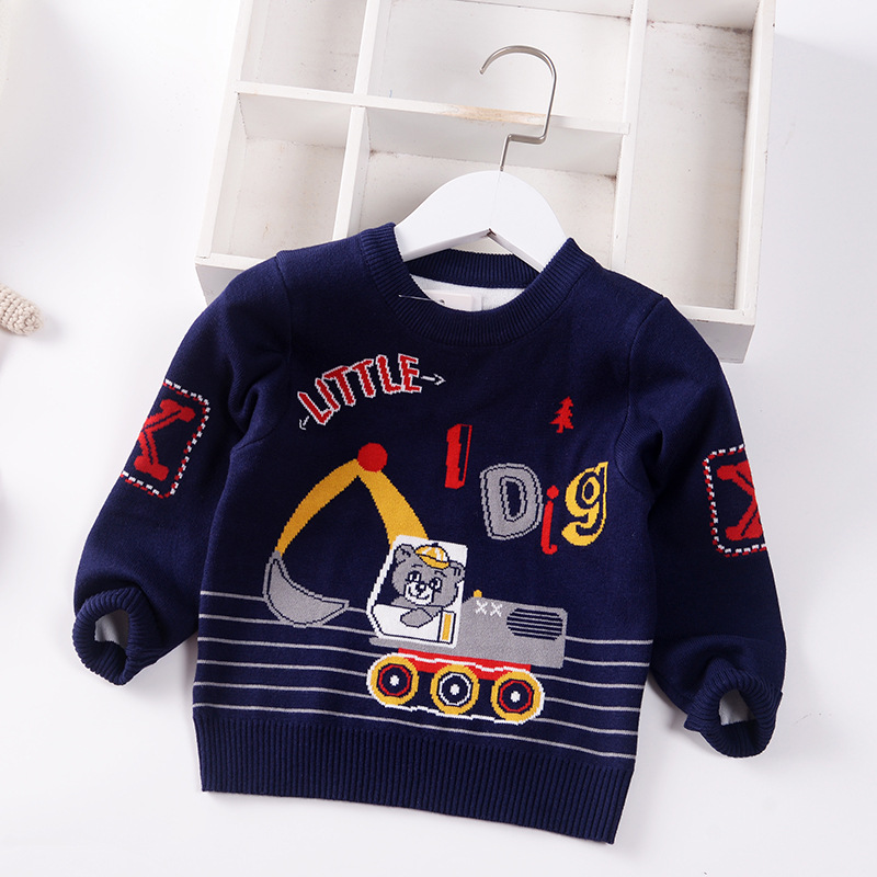 2022 Autumn Winter New Baby Boys Sweater Jumper Cartoon Stripe COTTON Children Sweaters Toddler Pullover Kids Clothes 1-7y alx