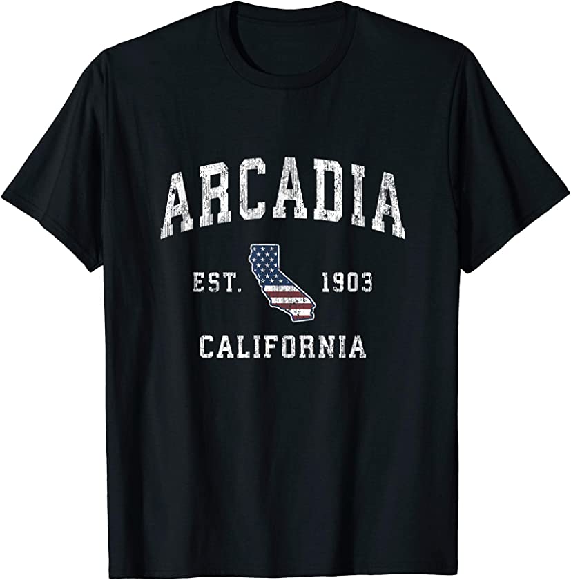 Arcadia California CA Vintage American Flag Sports Design T-Shirt