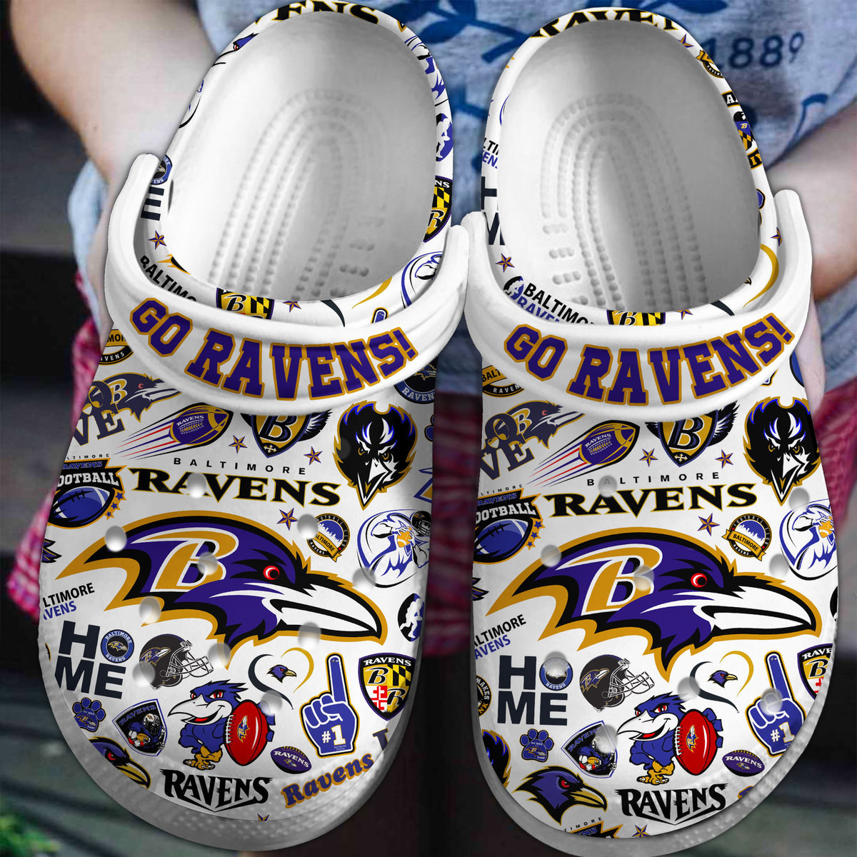 Baltimore Ravens NFL Sport Crocs Crocband Clogs Shoes Comfortable For Men Women and Kids 4