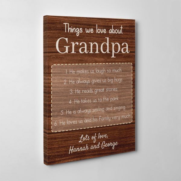 Things We Love About Grandpa Custom Father’s Day Gift Canvas Print