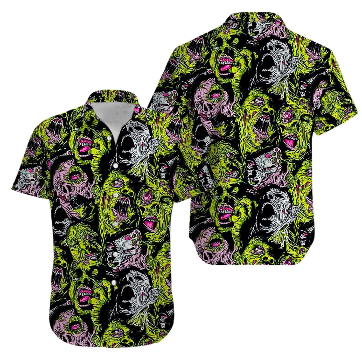 Zombies Green Hawaii Aloha Shirts Kv Ha81605