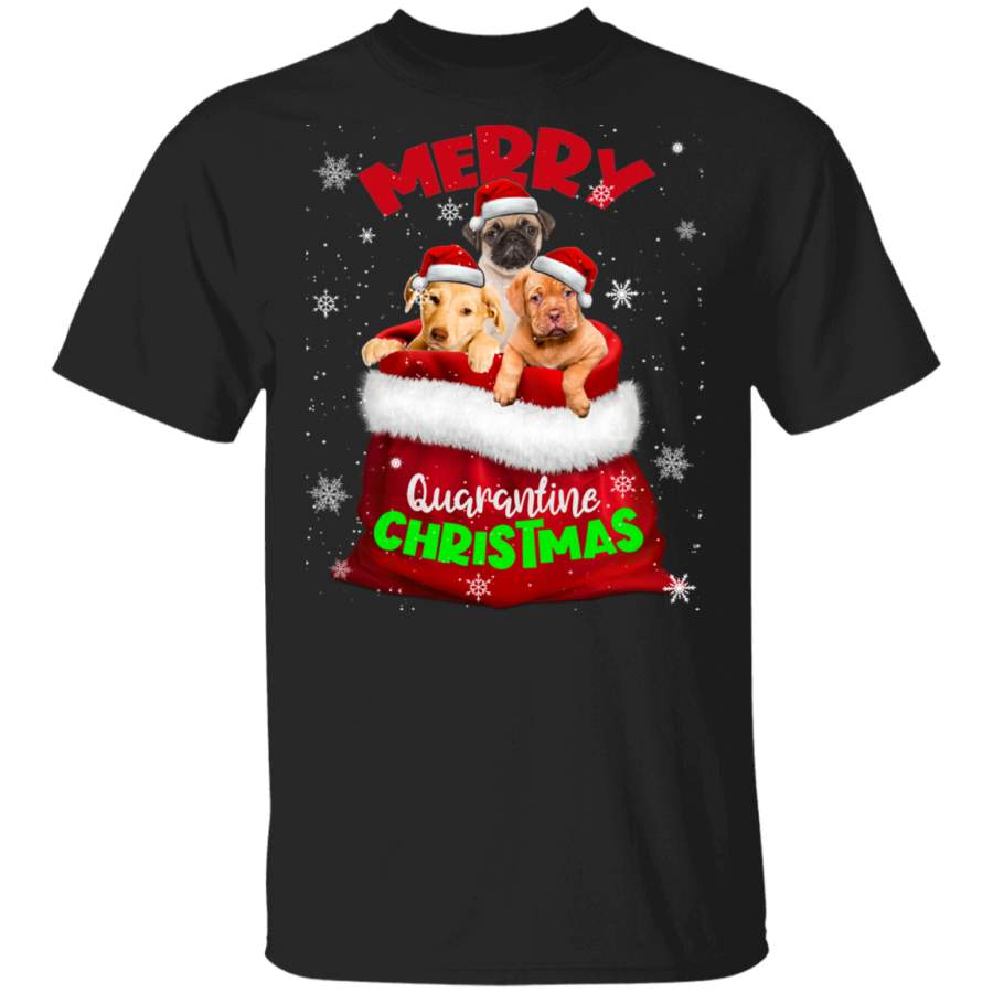 Christmas Dog Lover Shirt Merry Quarantine Christmas Funny Christmas Santa Dog Puppy In X-mas Gift T-Shirt