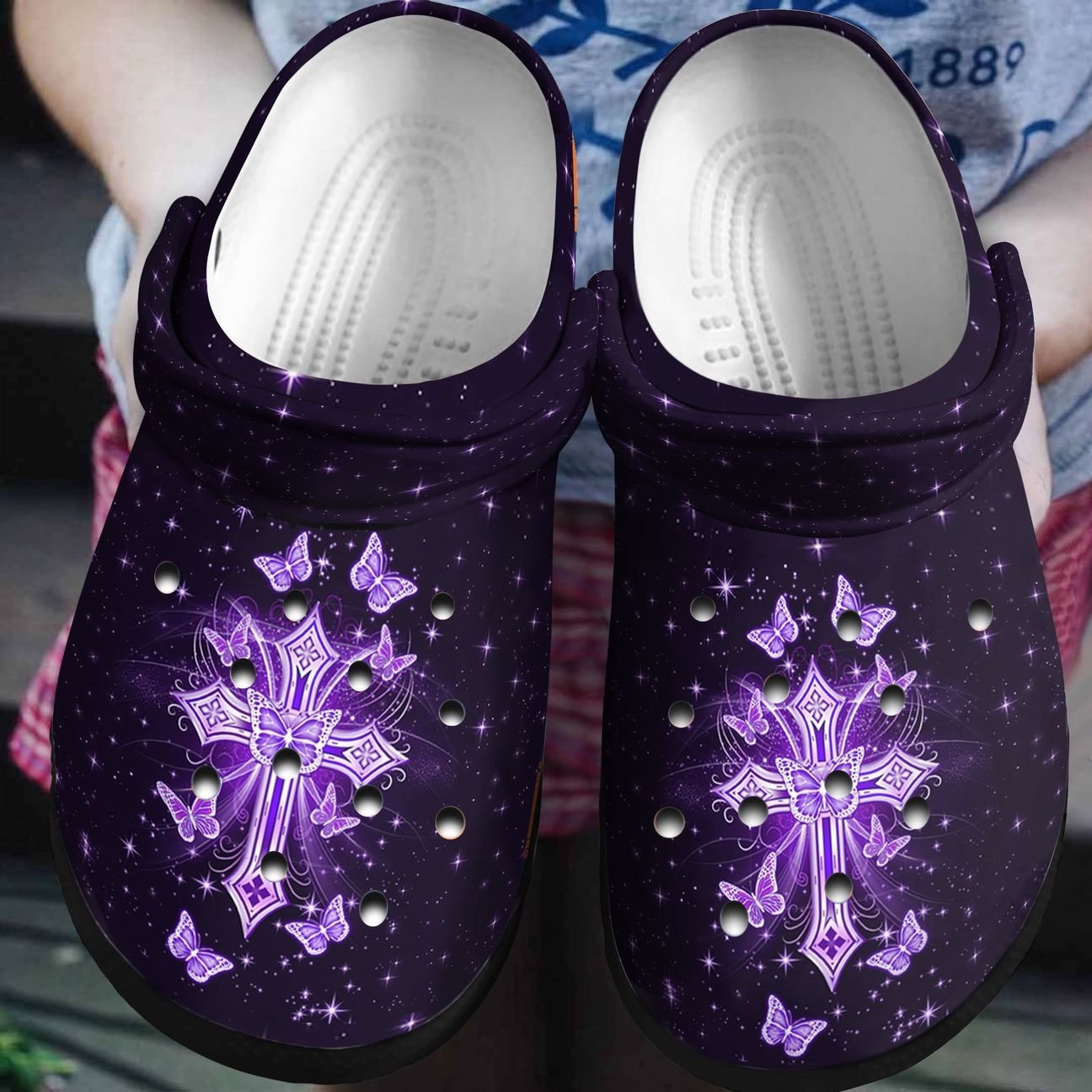 Butterfly Personalized Clog, Custom Name, Text, Color, Number Fashion Style For Women, Men, Kid, Print 3D Butterfly Cross