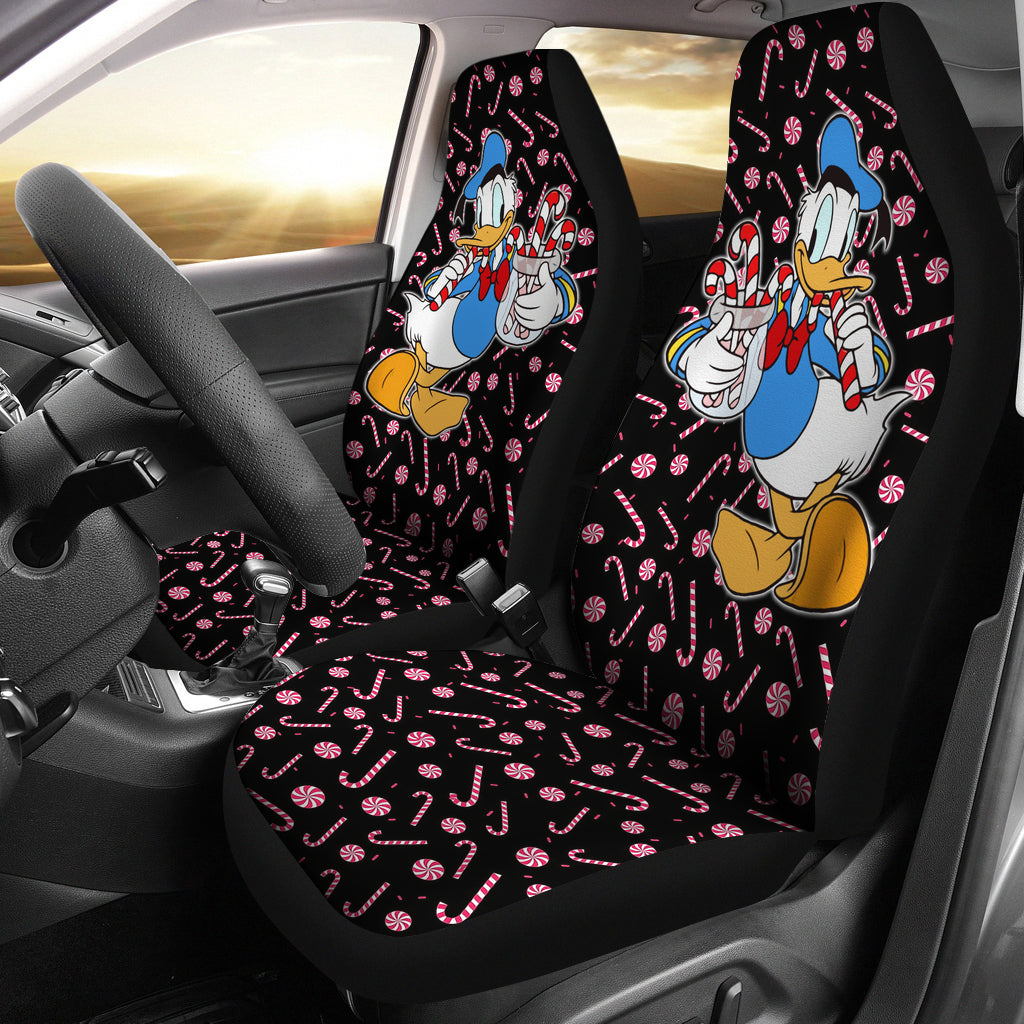 Christmas Car Seat Covers – Donald Ducky Holding Candy Cane Patterns Seat Covers Nt101402