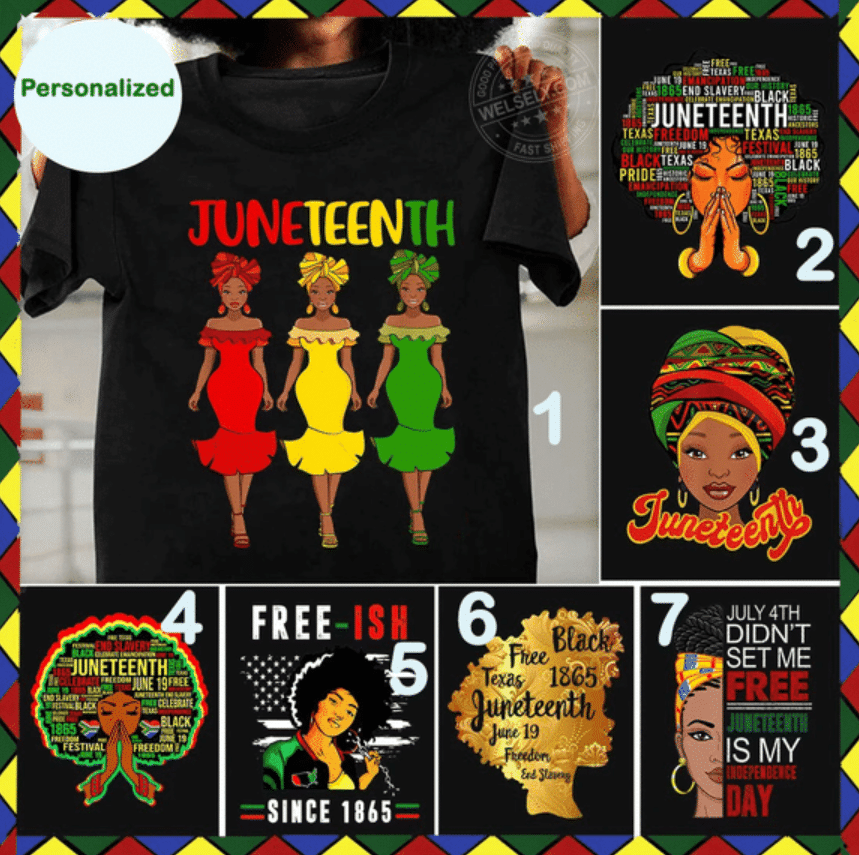 Personalized Freedom Black Girl For Juneteenth Unisex T-Shirt #Kv