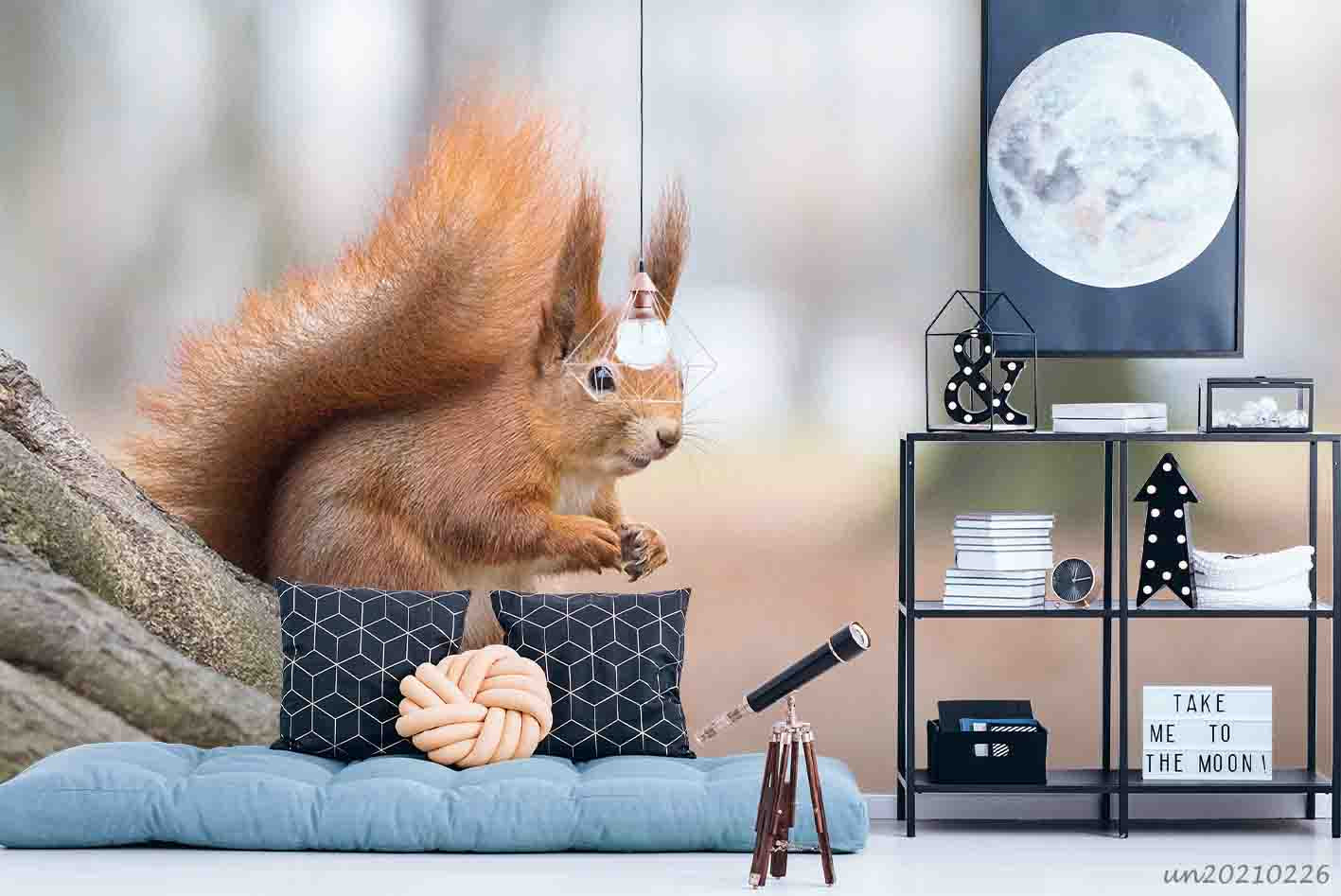 3D Wild Animal Squirrel Wall Mural Wallpaper Lqh 118