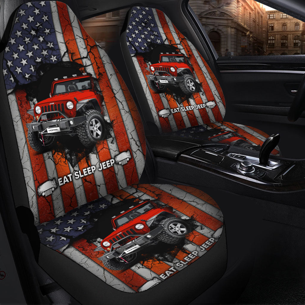 Eat Sleep Jeep Red Premium Custom Car Seat Covers Decor Protectors