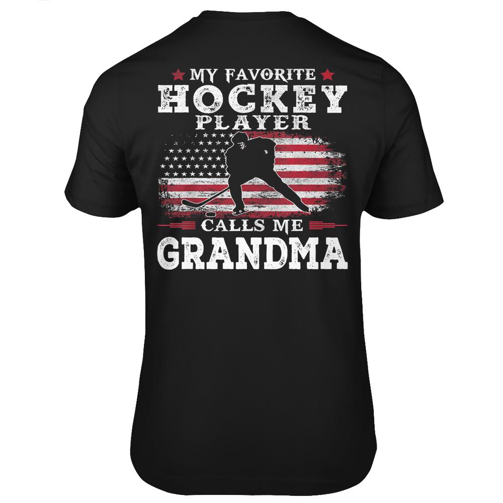 Mens My Favorite Hockey Player Calls Me Dad Usa Flag Father’S Day T Shirts Print On Back