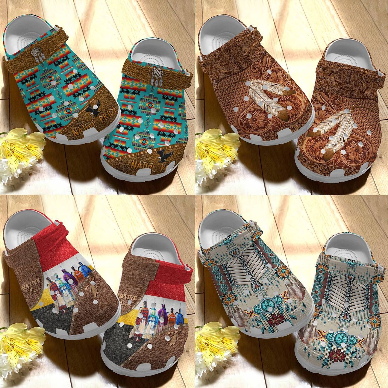 Native American Personalize Clog, Custom Name, Text, Fashion Style For Women, Men, Kid, Print 3D Whitesole Native Pride Collection