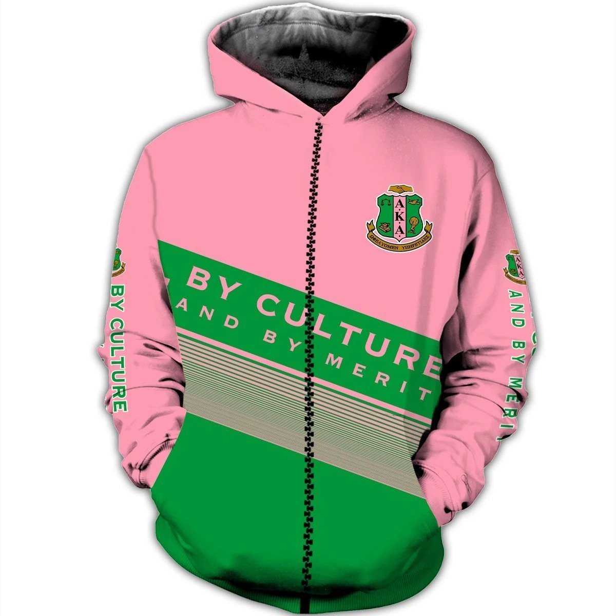 Greek Life Hoodie – By Culture And By Merit Alpha Kappa Alpha Zipper Hoodie