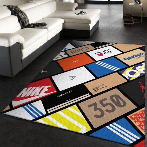 Sneaker Boxes Rug All Over Print Logo Custom Area Rug Carpet Full Sizes Home Living Rug Carpet Decor