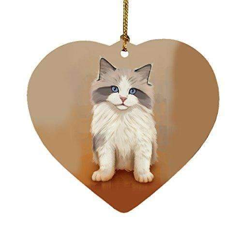 Ragdoll Kitten Cat Heart Christmas Ornament