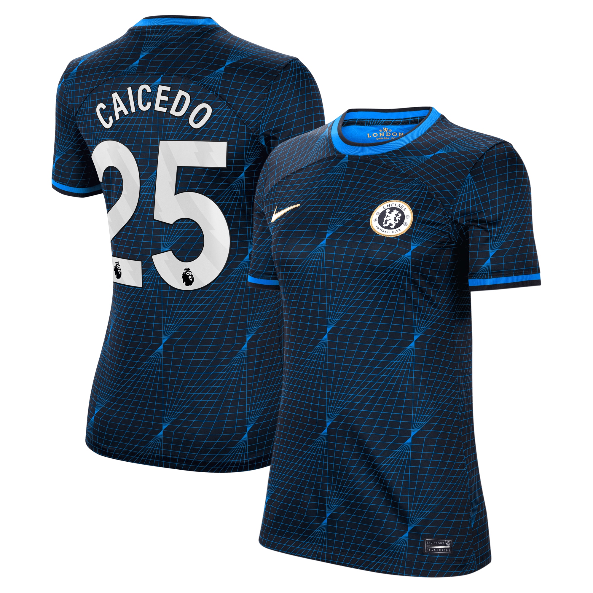 Moisés Caicedo Chelsea Women's 2023/24 Away Stadium Replica Player Jersey – Navy