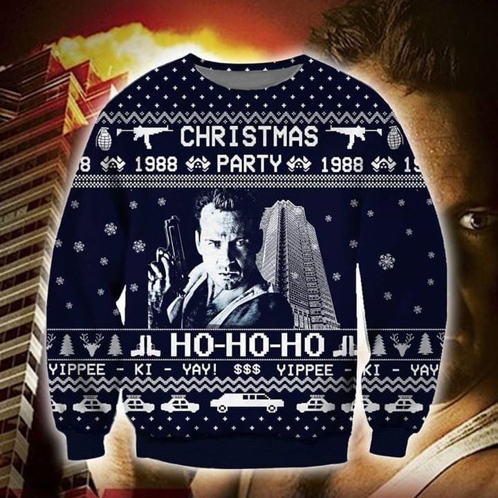 Unifinz Die Hard Christmas Sweater Die Hard Christmas 1988 Party Ho Ho Ho Yippee Ki Yay Ugly Sweater T-Shirt