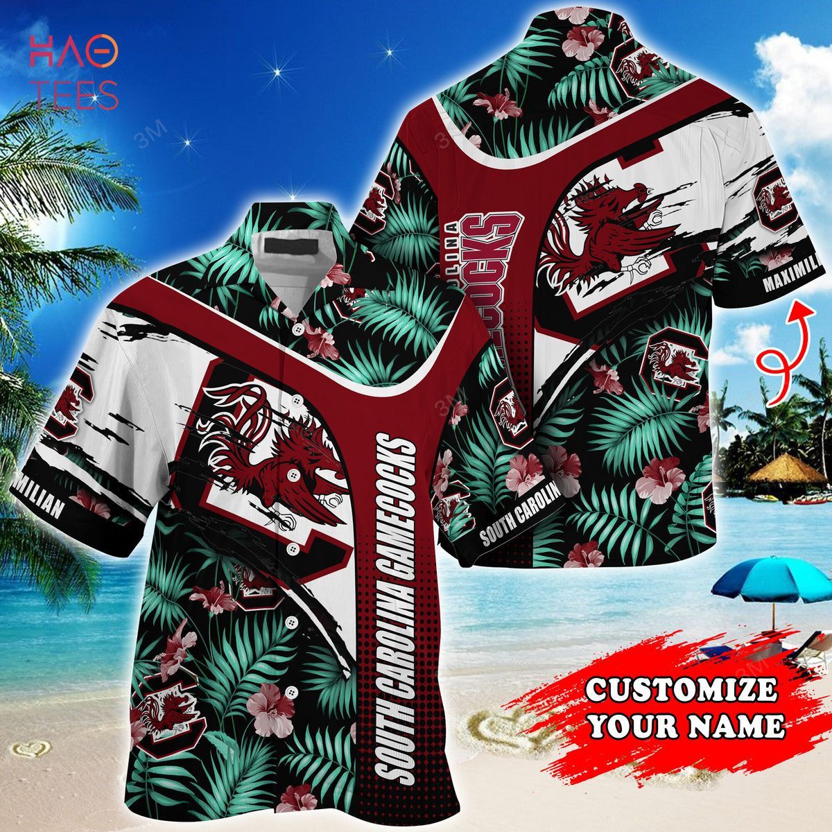 NCCA South Carolina Gamecocks Custom Name Green Hawaiian Shirt