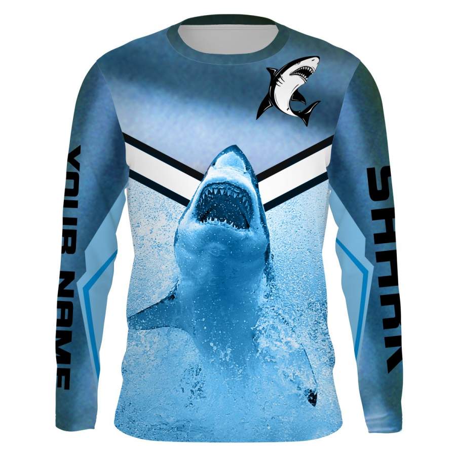 Shark Fishing UV protection quick dry Customize name long sleeves UPF 30+ personalized gift for Adult and kid – NQS867