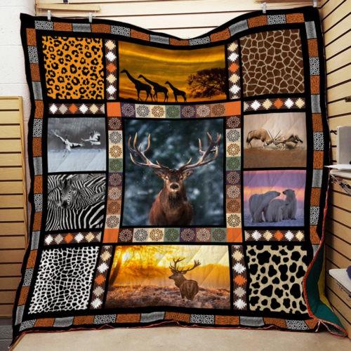 Animal Deer Activities Quilt Blanket