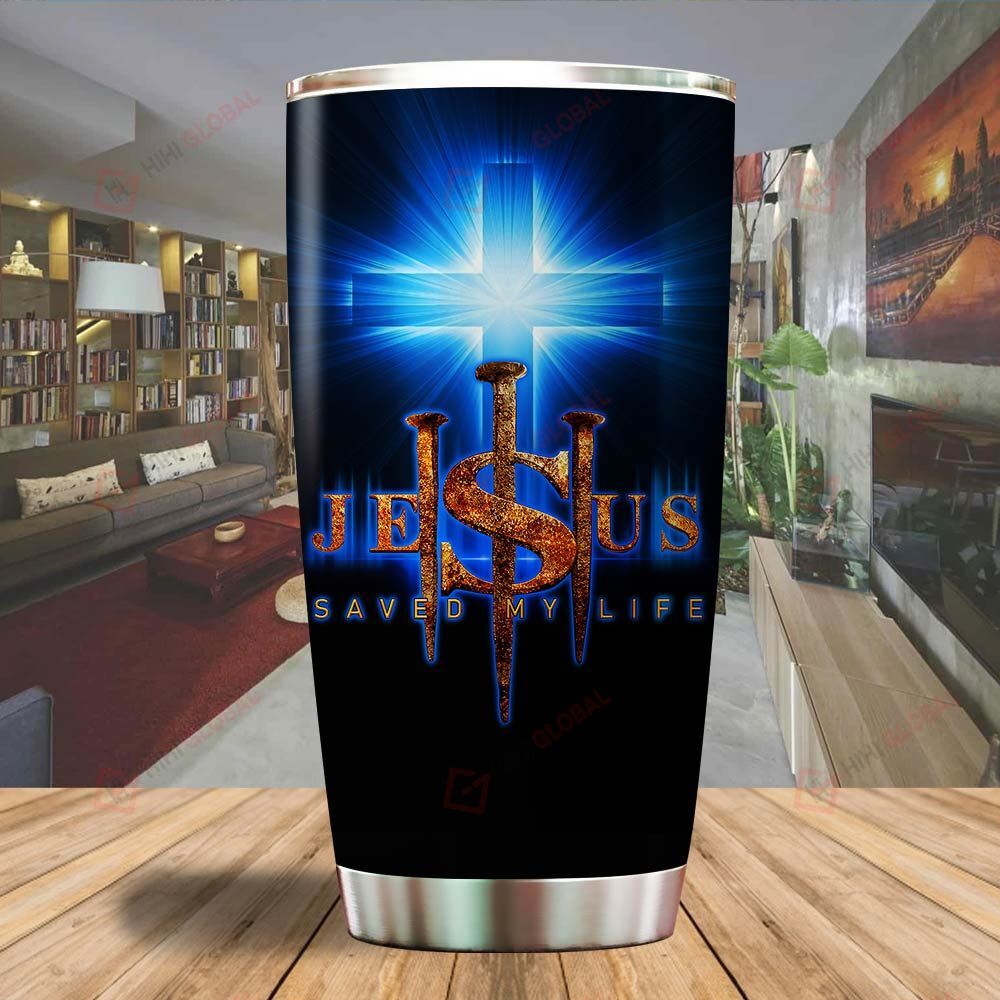 A 1 Jesus Saved My Life Blue Cross Tumbler All Over Printed Shirts Dh051303