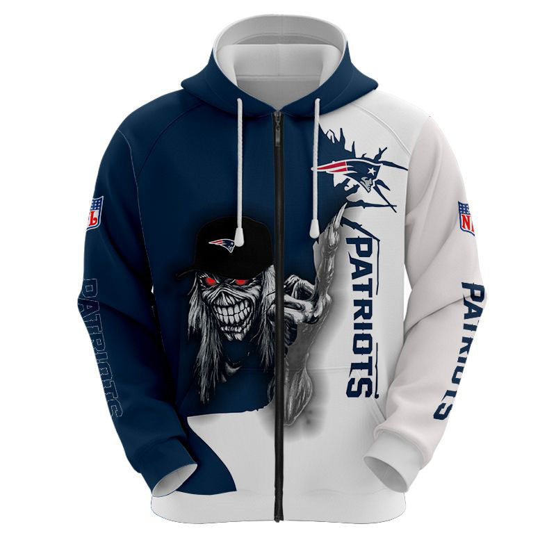 Iron Maiden New England Patriots Zip Up Hoodies Pullover Hoodies