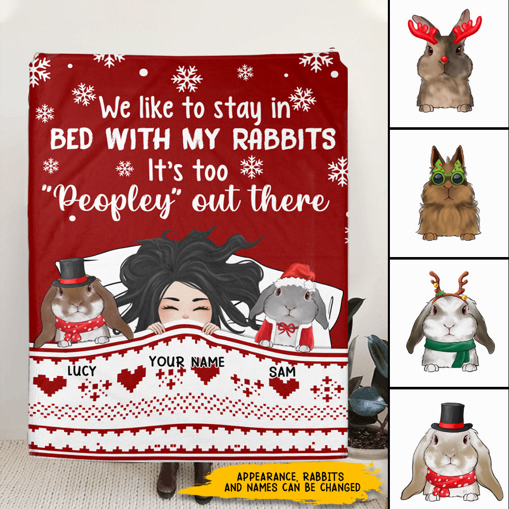 89Customized I Just Want To Cuddle My Rabbits And Watch Christmas Movies Personalized Blanket