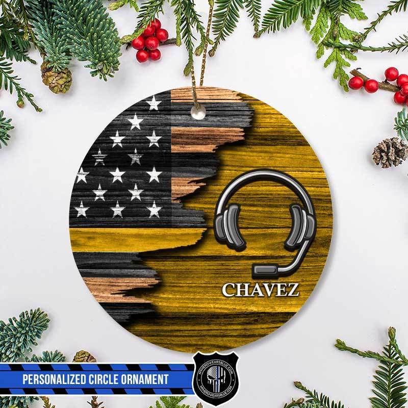 Half Flag Headset Dispatcher Christmas Ornament