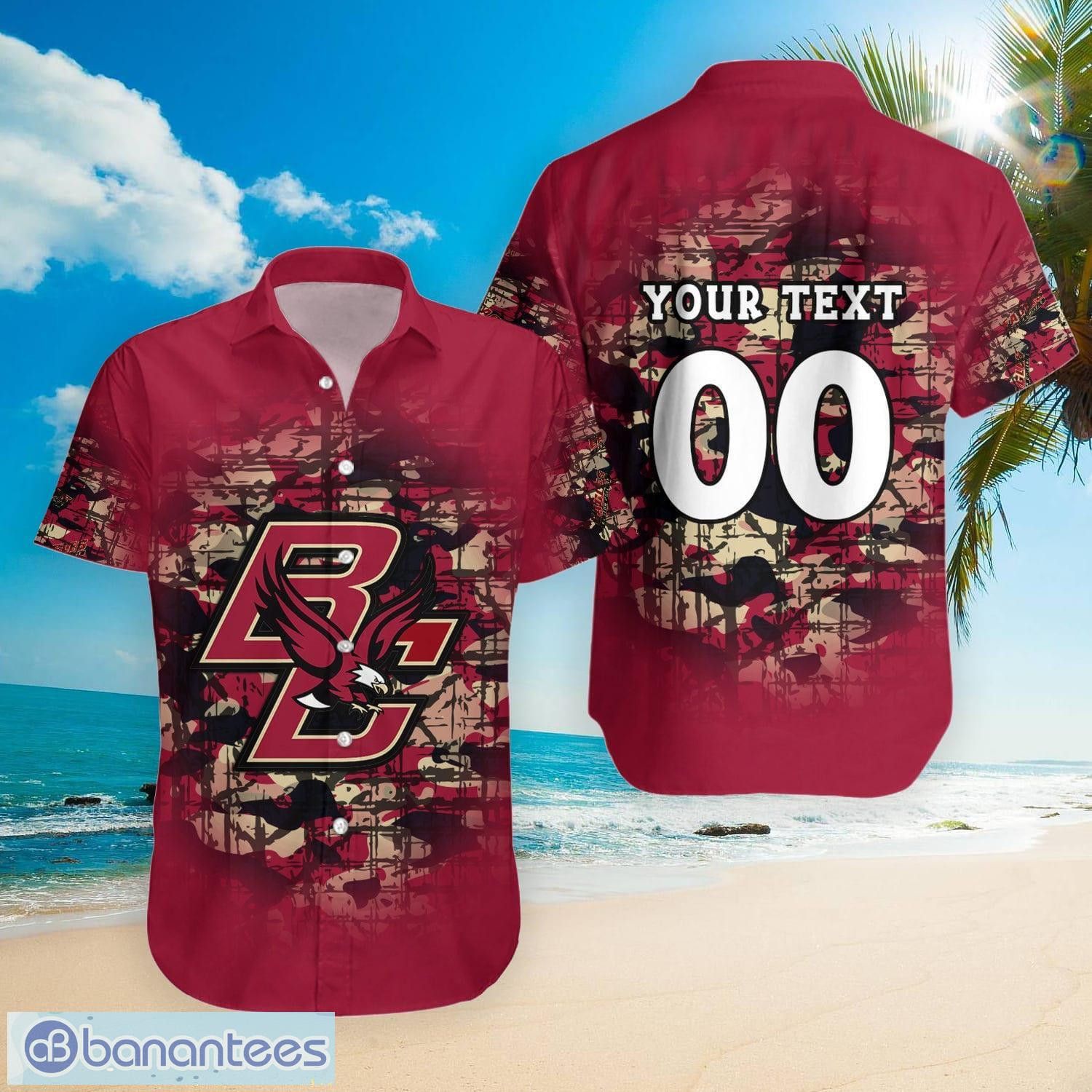 NCCA Boston College Eagles Custom Text Number Camouflage Vintage Hawaiian Shirt